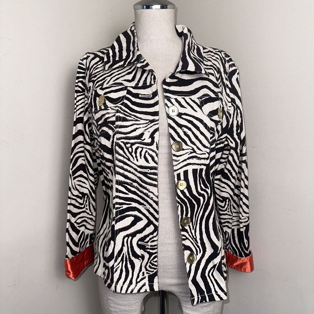 Berek Women's Zebra Print Design Lightweight Jacket Size Large